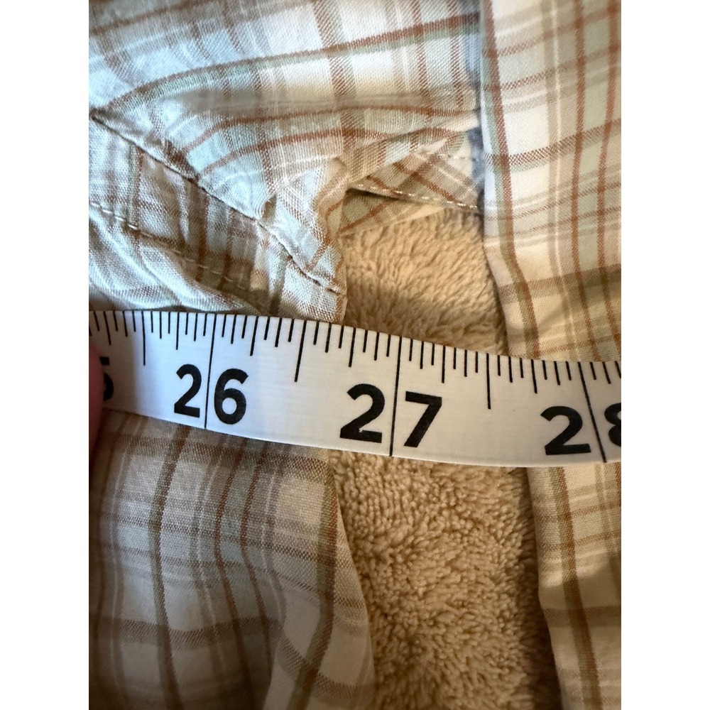 🍁Levi Strauss Signature Mens XL Plaid Button Down Shirt Tan White Cotton WPL-42 - Picture 5 of 6